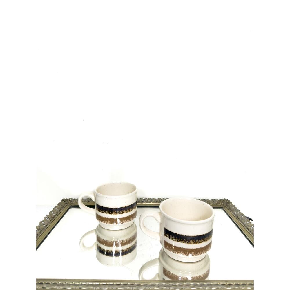 Vintage Bilton Stacking Mugs - Set of 2 - Made in England - 1970s Retro Bohemian
